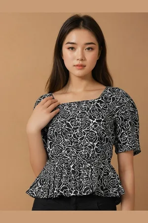 KOTTY Women Abstract Printed Peplum Top
