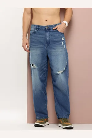 HARVARD Men Pure Cotton Baggy Distressed Jeans