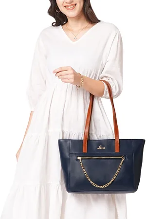 LAVIE Colourblocked Structured Tote Bag with Bow Detail