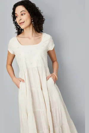 Max Collection Women Square Neck Short Sleeves Midi Dress