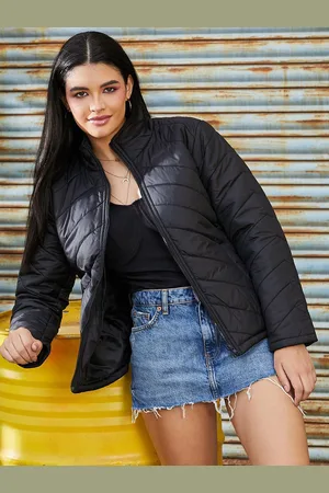 Campus Women Mock Collar Solid Casual Puffer Jacket