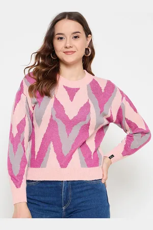 CREATIVE LINE Women Self Design Round Neck Woollen Top
