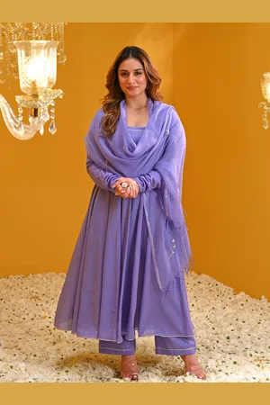 Bunaai Square Neck Gotta Patti Anarkali Kurta With Palazzos & Dupatta
