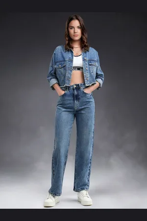 Flying Machine Women Straight Fit High-Rise Light Fade Stretchable Jeans