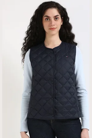 Tommy Hilfiger Women Collarless Solid Casual Quilted Jacket