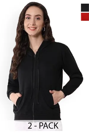 Funday Fashion Women Pack Of 2 Hooded Solid Fleece Casual Open Front Jackets
