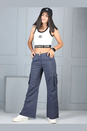 Cutiekins Girls Solid Mid-Rise Cargos Trousers