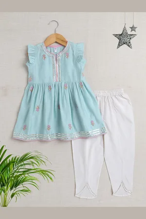 The Magic Wand Girls Embroidered Gotta Patti Anarkali Kurta With Sharara & Dupatta