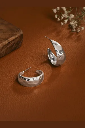 Accessorize Chunky Hammered Circular Half Hoop Earrings