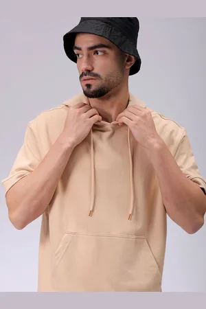 The Indian Garage Co Men Solid Hooded Pullover Short Sleeves Sweatshirt