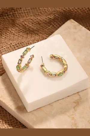 Accessorize Crystals Studded Circular Half Hoop Earrings