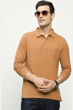 HANCOCK Men Solid Polo Collar Pure Cotton Slim Fit T-shirt
