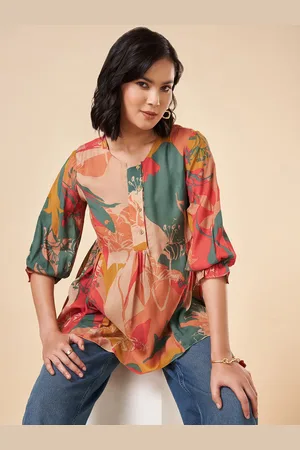 Marigold Lane Women Printed Peplum Top