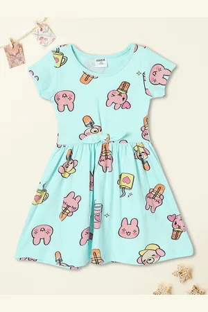 Max Collection Girls Printed Fit & Flare Dress
