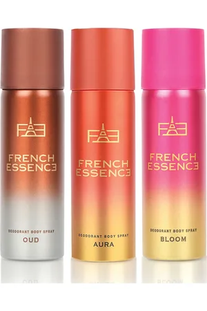 FRENCH ESSENCE Set of 3 Deodorant Body Spray 50 ml Each - Bloom + Oud + Aura