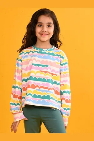 Anthrilo Girls Striped Pockets T-shirt