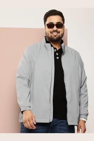 Sztori Men Plus Size Geometric Textured Outdoor Sporty Jacket