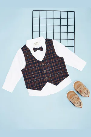 Pantaloons Boys Spread Collar Tartan Checked Cotton Casual Shirt