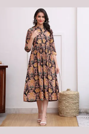 Claura Printed A-Line Midi Dress