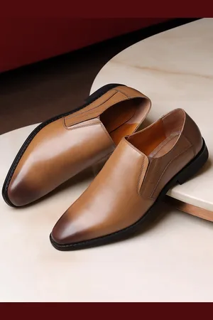 LOUIS STITCH Men British Tan Premium Egyptian Crust Leather Formal Slip-Ons
