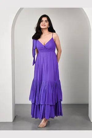 Kalini Shoulder Straps Georgette Flared Maxi Dress