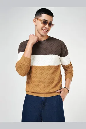 PEOPLE Men Colourblocked Pullover Sweater