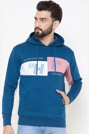 Duke Men Colourblocked Hooded Pullover Sweatshirt