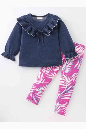 CrayonFlakes Girls Pure Cotton Top With Legging