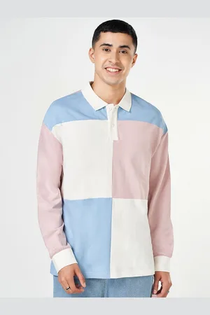 PEOPLE Men Colourblocked Polo Collar Cotton Relaxed Fit T-shirt