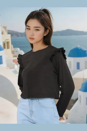 KOTTY Women Round Neck Long Sleeves Top