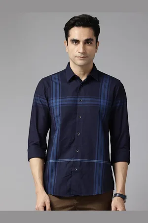 Blackberrys Slim Fit Windowpane Checks Opaque Checked Casual Shirt
