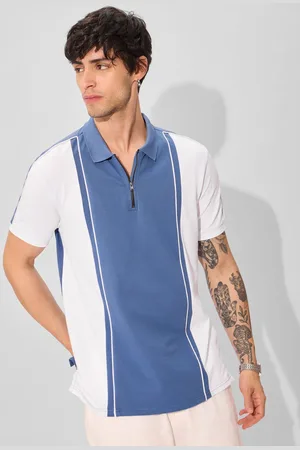 The Souled Store Men Colourblocked Polo Collar Cotton T-shirt