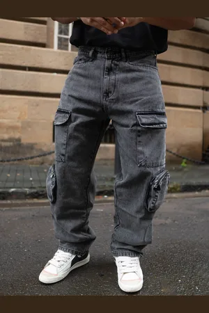 Powerlook Men Cotton Loose Baggy Fit Cargo Trousers