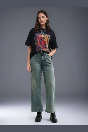 Flying Machine Women Wide Leg High-Rise Light Fade Stretchable Jeans