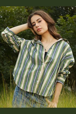 Campus Women Comfort Spread Collar Multi Striped Oversized Casual Shirt