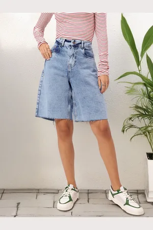 DressBerry Women Easygoing Glam Skater Fit Denim Shorts