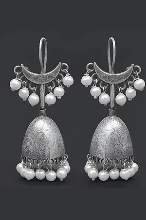 Sangria Silver-Plated Dome Shaped Jhumkas