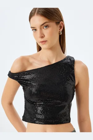 Koton Women Embellished One Shoulder Crop Top
