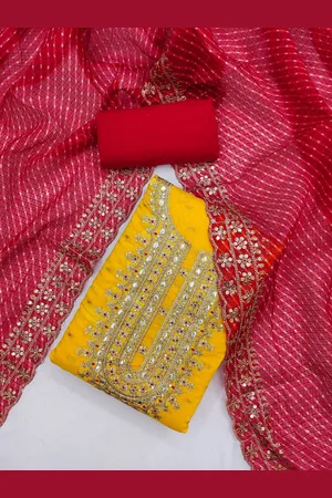 MANVAA Ethnic Motifs Embellished Unstitched Dress Material
