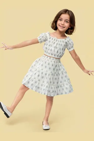 Toonyport Girls Printed Pure Cotton Top with Skirt