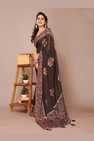 Mirchi Fashion Floral Printed Sarees With Blouse Piece