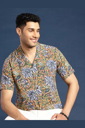 Taavi Men Comfort Floral Block Printed Cuban Collar Casual Shirt