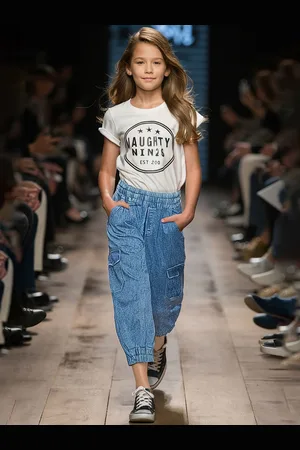 naughty ninos Girls Relaxed Fit Denim Cargos Jeans