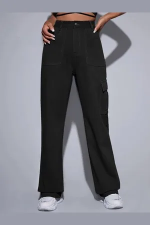 KOTTY Women Cotton Straight Fit High-Rise Stretchable Casual Jeans
