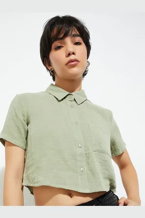 Max Collection URB_N Women Crinkled Crop Shirt
