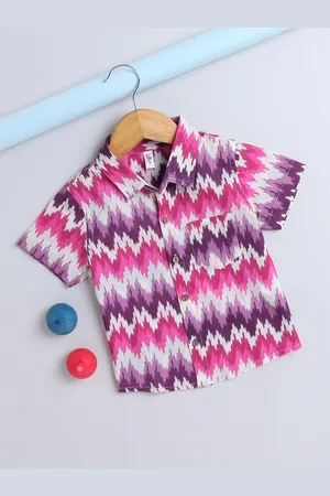 The Magic Wand Boys Comfort Spread Collar Chevron Printed Cotton Casual Shirt