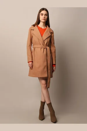 ONLY Women Single-Breasted Tie-Ups Longline Winter Overcoat