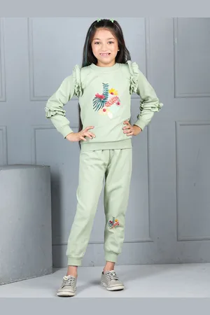 Cutiekins Girls Pure Cotton Printed Sweatshirt & Joggers Tracksuit