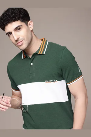 Nautica Colourblocked Polo Collar Pure Cotton Casual T-shirt