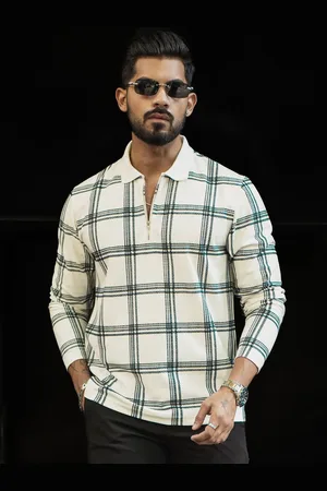 Powerlook Men Checked Polo Collar T-shirt